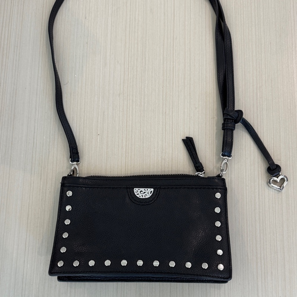 Brighton Black Crossbody Bag with Silver Accents